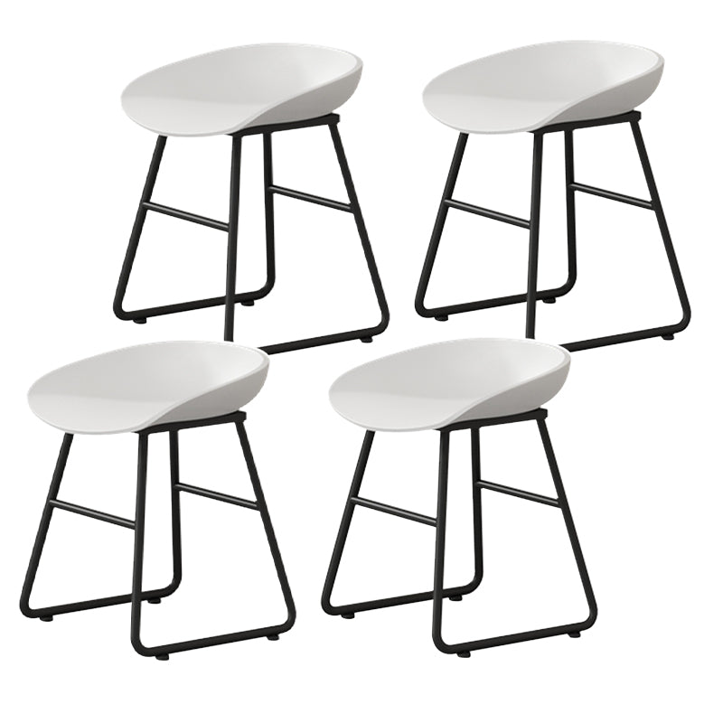 Contemporary Bucket Counter Bar Stool Armless Plastic Bar Stool with Footrest, Iron Base