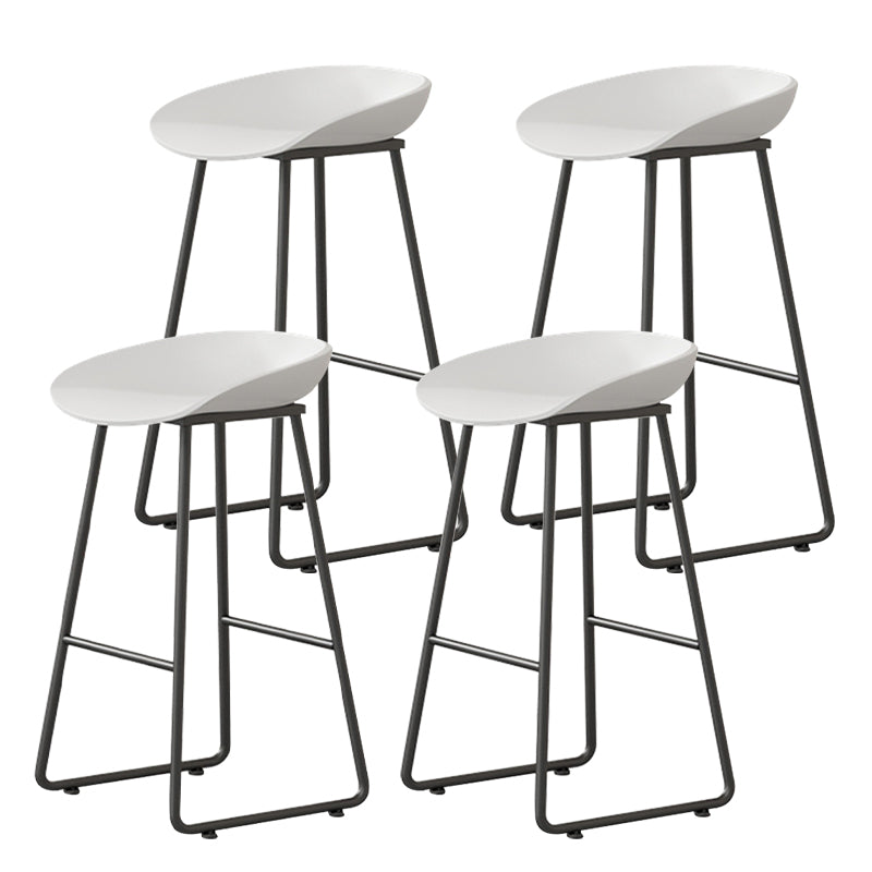 Contemporary Bucket Counter Bar Stool Armless Plastic Bar Stool with Footrest, Iron Base