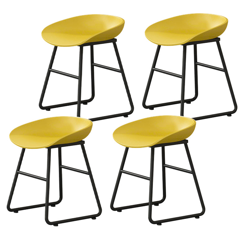Contemporary Bucket Counter Bar Stool Armless Plastic Bar Stool with Footrest, Iron Base