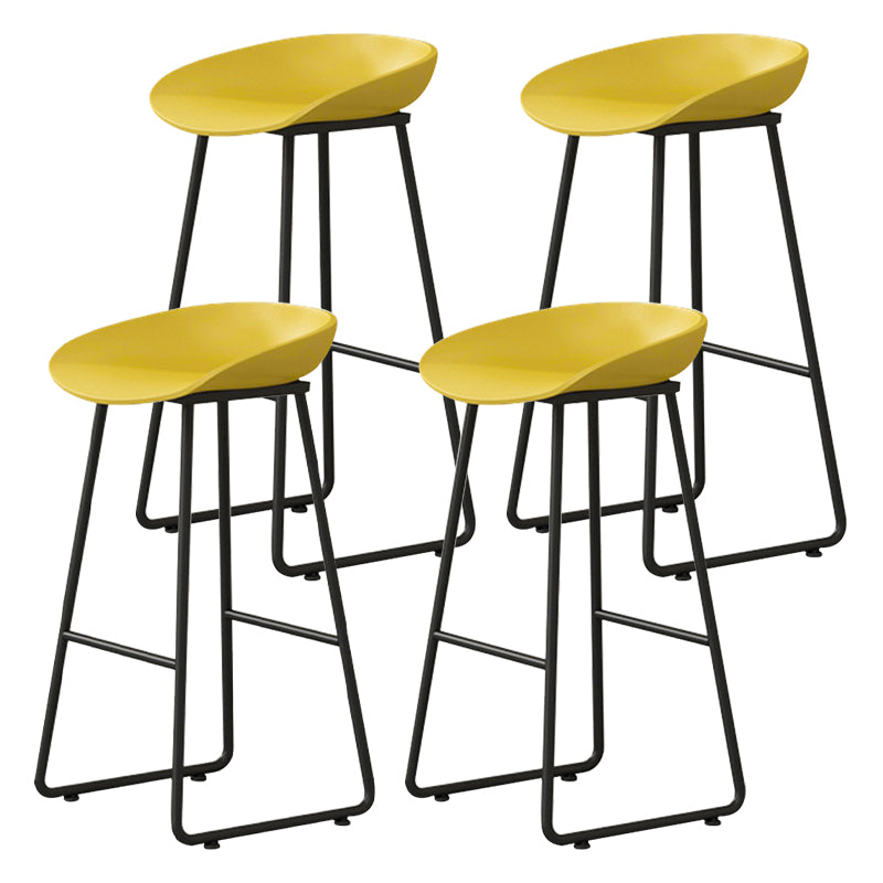 Contemporary Bucket Counter Bar Stool Armless Plastic Bar Stool with Footrest, Iron Base