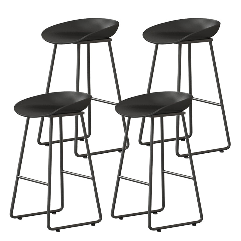 Contemporary Bucket Counter Bar Stool Armless Plastic Bar Stool with Footrest, Iron Base