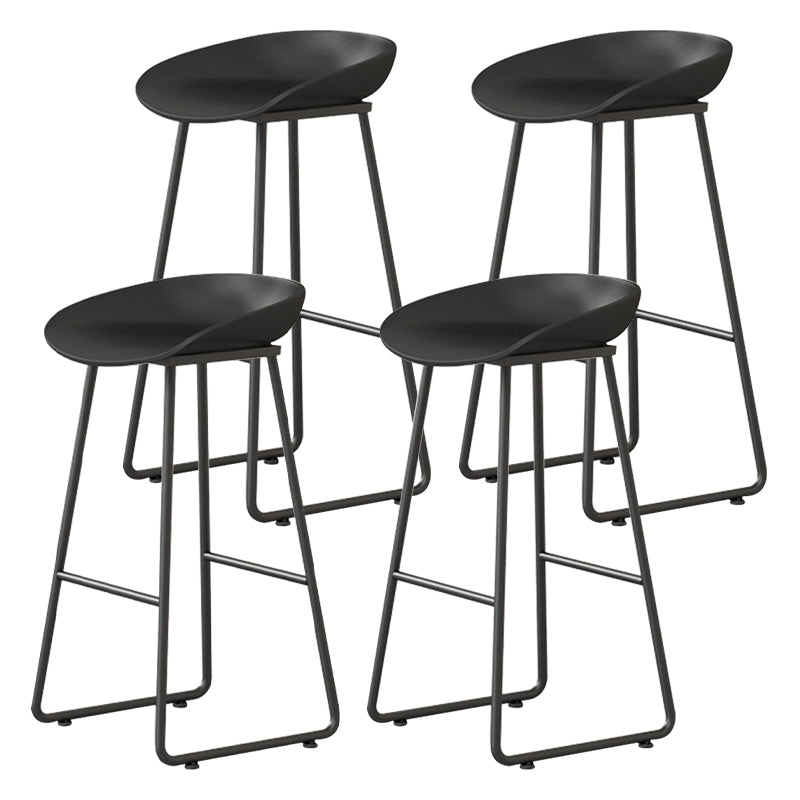 Contemporary Bucket Counter Bar Stool Armless Plastic Bar Stool with Footrest, Iron Base