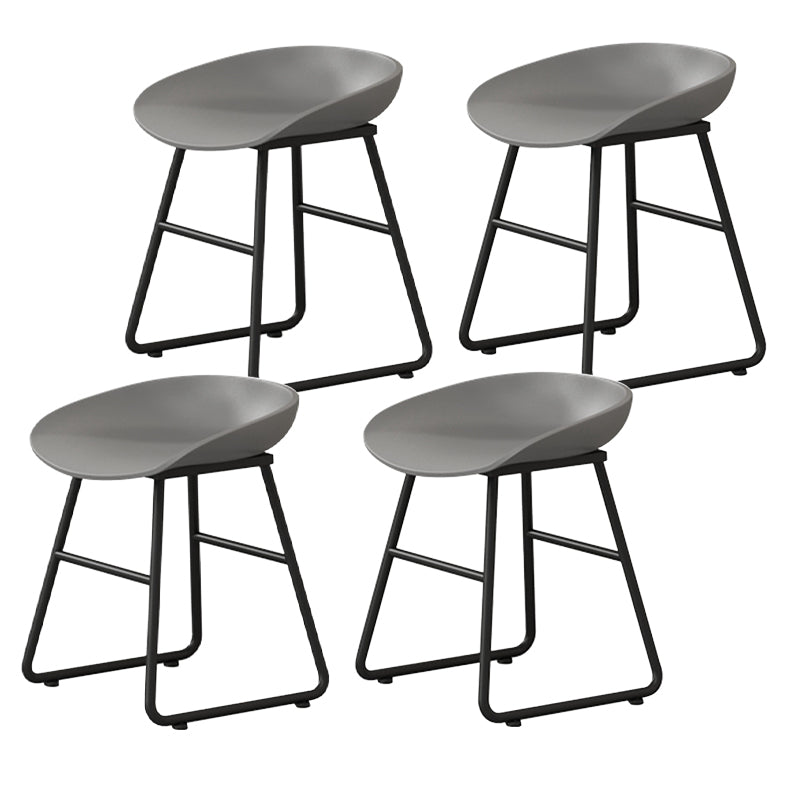 Contemporary Bucket Counter Bar Stool Armless Plastic Bar Stool with Footrest, Iron Base