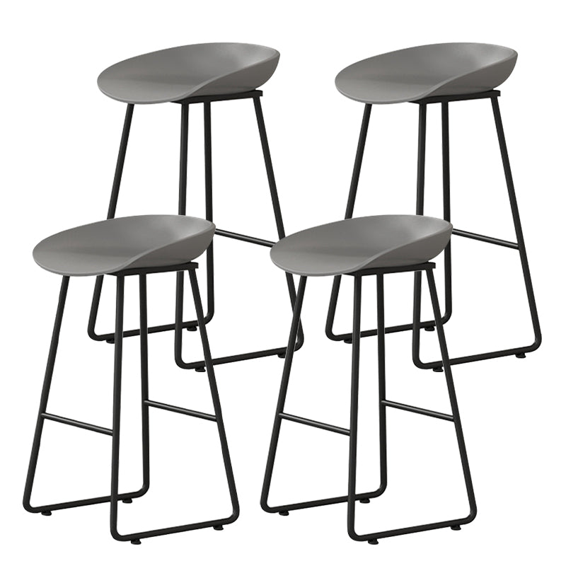 Contemporary Bucket Counter Bar Stool Armless Plastic Bar Stool with Footrest, Iron Base