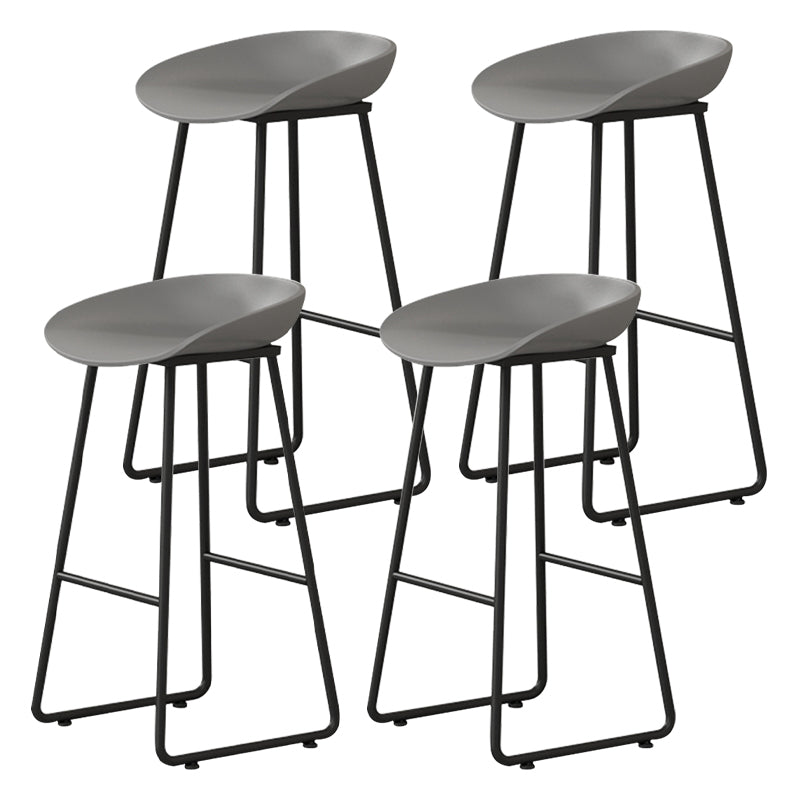 Contemporary Bucket Counter Bar Stool Armless Plastic Bar Stool with Footrest, Iron Base
