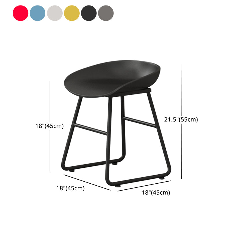 Contemporary Bucket Counter Bar Stool Armless Plastic Bar Stool with Footrest, Iron Base