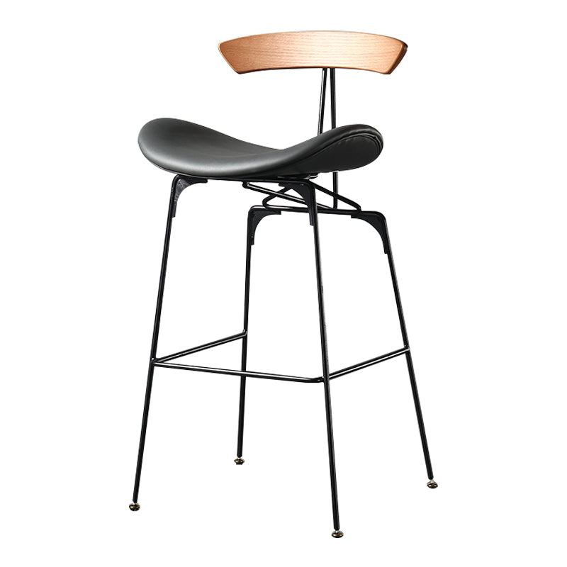 Modern Armless Backrest Counter Stool Iron Milk Tea Shop Bar Stool with Cushion and Pedal