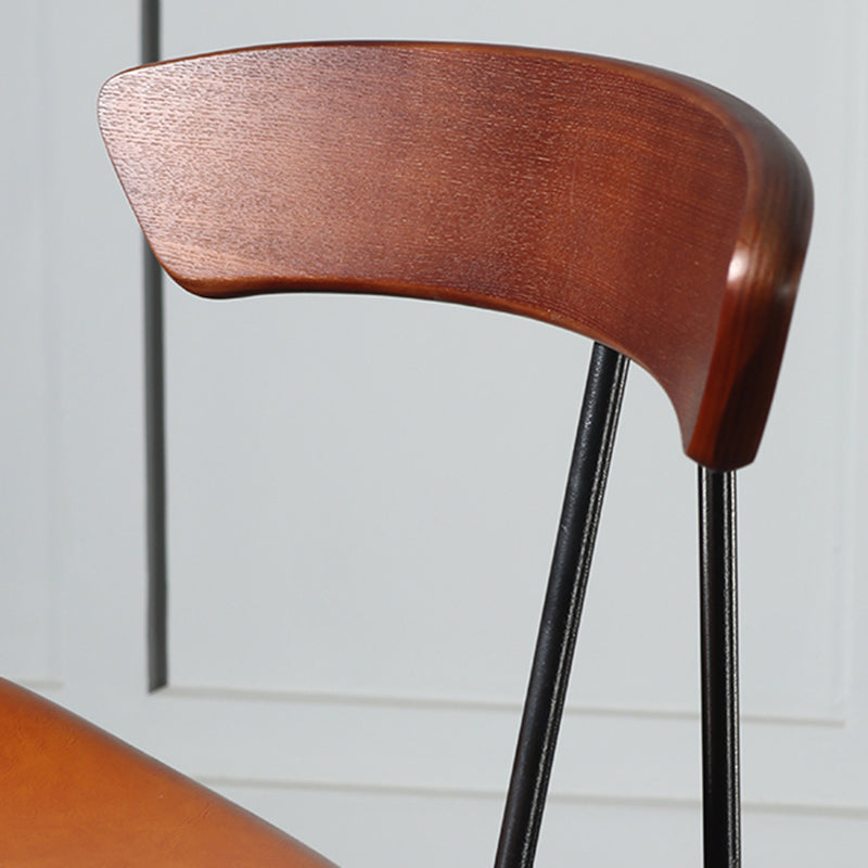 Modern Armless Backrest Counter Stool Iron Milk Tea Shop Bar Stool with Cushion and Pedal