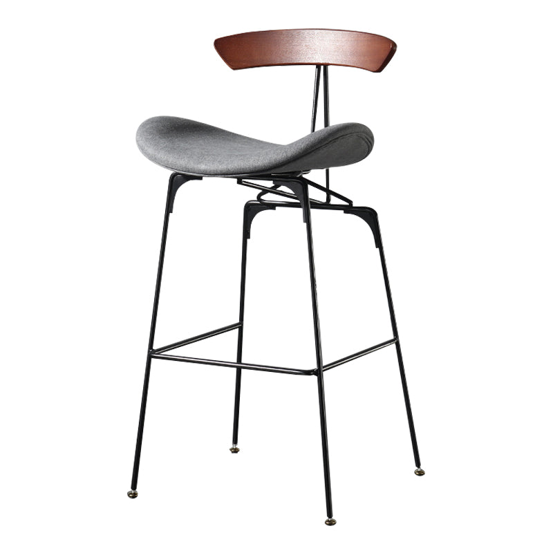 Modern Armless Backrest Counter Stool Iron Milk Tea Shop Bar Stool with Cushion and Pedal