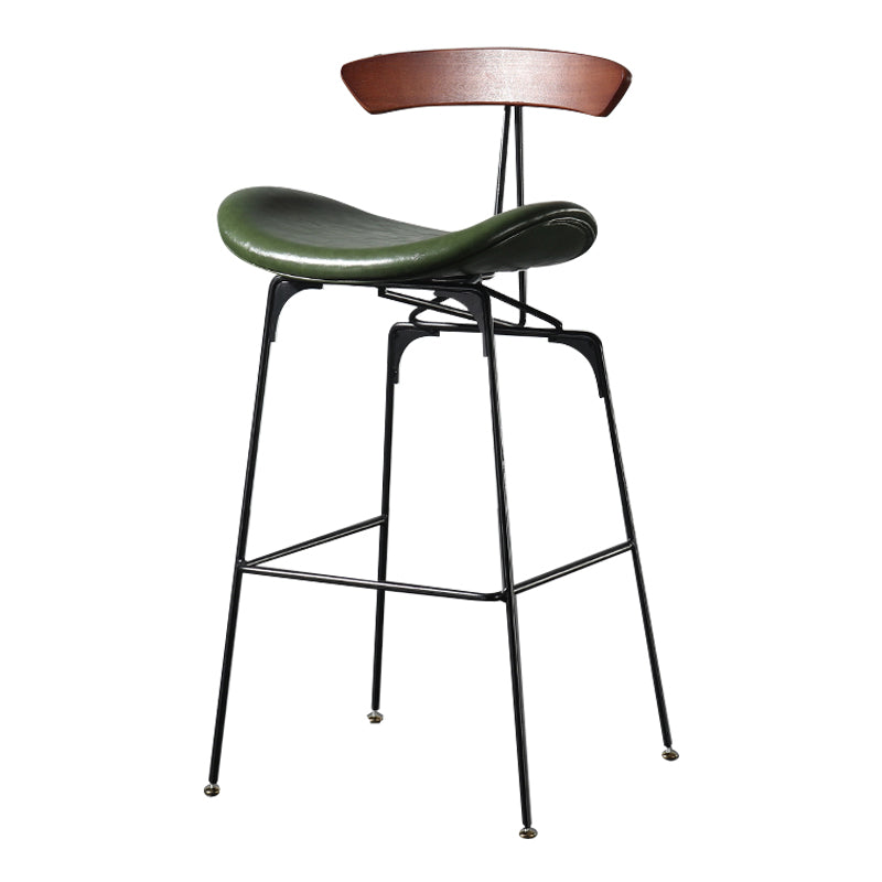 Modern Armless Backrest Counter Stool Iron Milk Tea Shop Bar Stool with Cushion and Pedal