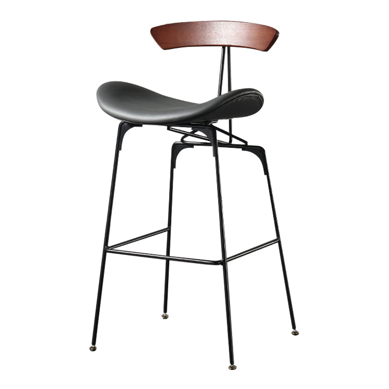 Modern Armless Backrest Counter Stool Iron Milk Tea Shop Bar Stool with Cushion and Pedal