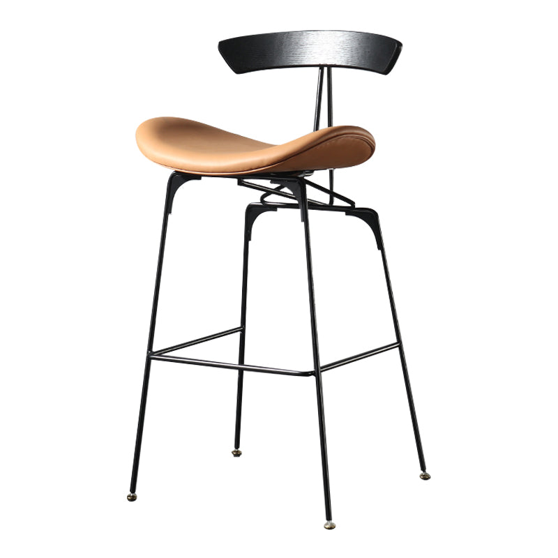 Modern Armless Backrest Counter Stool Iron Milk Tea Shop Bar Stool with Cushion and Pedal