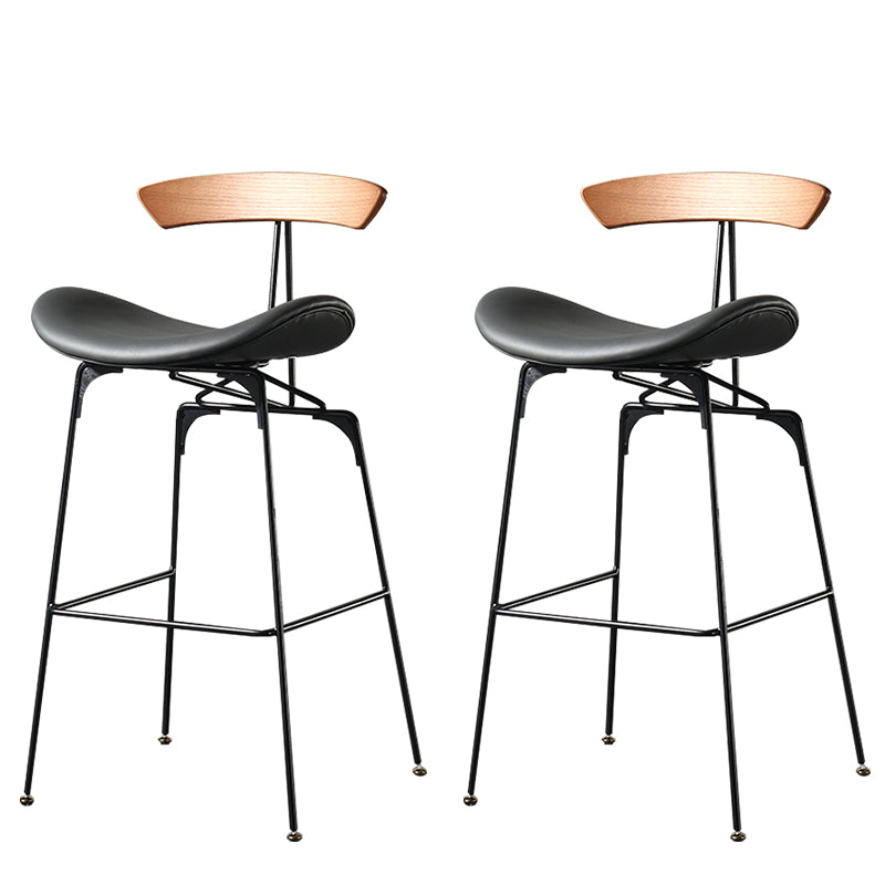 Modern Armless Backrest Counter Stool Iron Milk Tea Shop Bar Stool with Cushion and Pedal