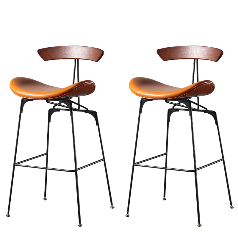 Modern Armless Backrest Counter Stool Iron Milk Tea Shop Bar Stool with Cushion and Pedal