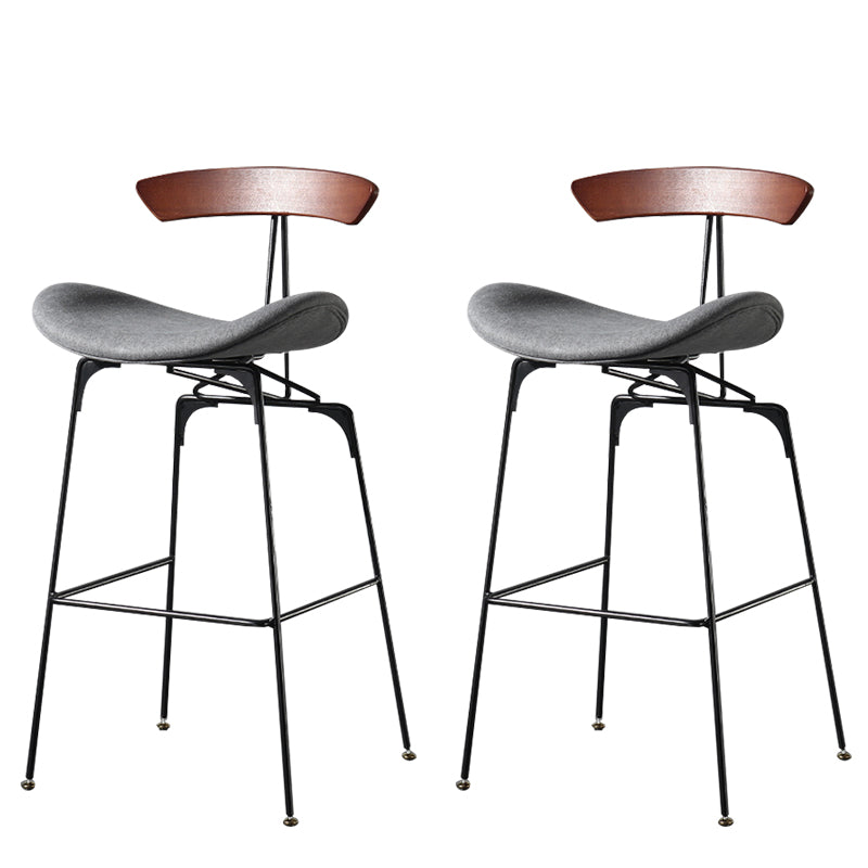 Modern Armless Backrest Counter Stool Iron Milk Tea Shop Bar Stool with Cushion and Pedal