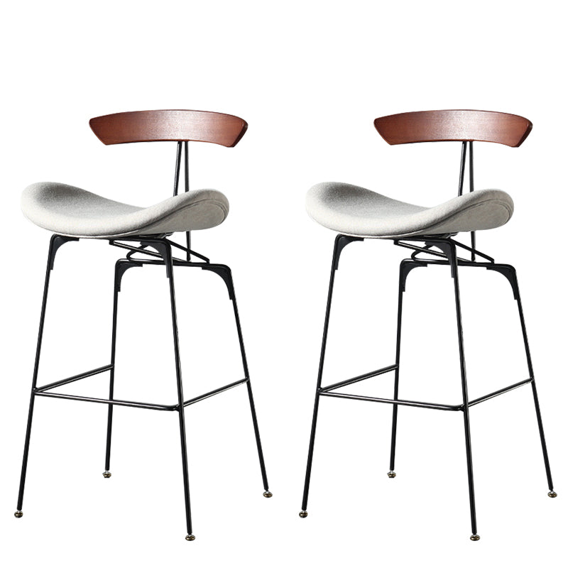 Modern Armless Backrest Counter Stool Iron Milk Tea Shop Bar Stool with Cushion and Pedal