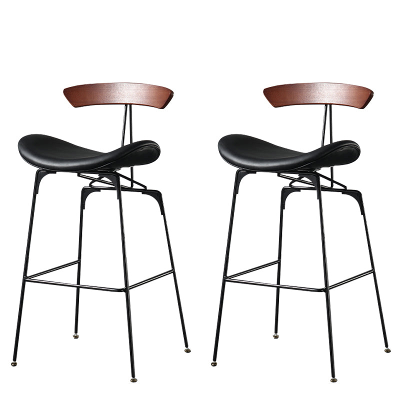 Modern Armless Backrest Counter Stool Iron Milk Tea Shop Bar Stool with Cushion and Pedal