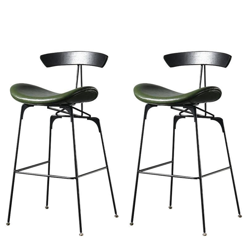 Modern Armless Backrest Counter Stool Iron Milk Tea Shop Bar Stool with Cushion and Pedal