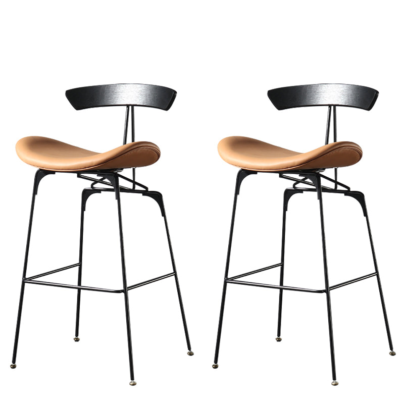 Modern Armless Backrest Counter Stool Iron Milk Tea Shop Bar Stool with Cushion and Pedal