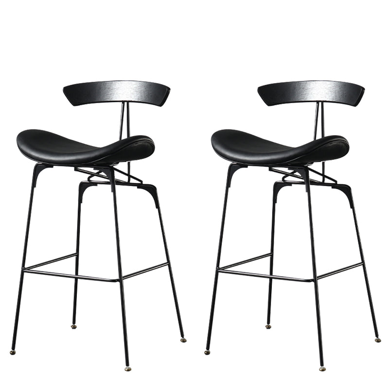 Modern Armless Backrest Counter Stool Iron Milk Tea Shop Bar Stool with Cushion and Pedal