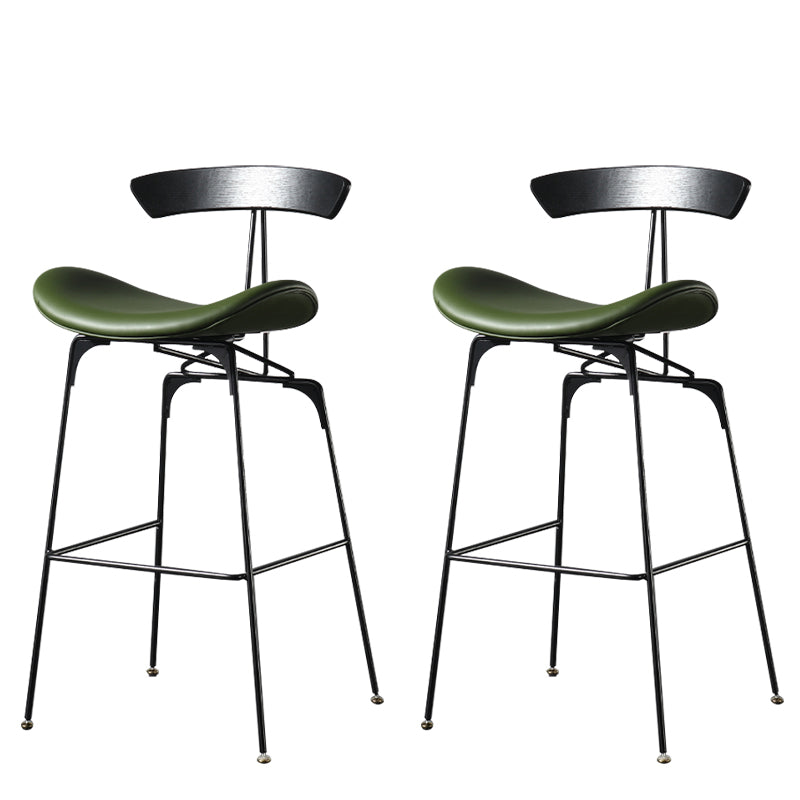 Modern Armless Backrest Counter Stool Iron Milk Tea Shop Bar Stool with Cushion and Pedal