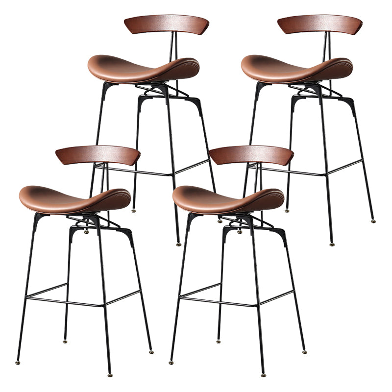 Modern Armless Backrest Counter Stool Iron Milk Tea Shop Bar Stool with Cushion and Pedal