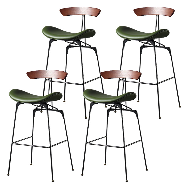 Modern Armless Backrest Counter Stool Iron Milk Tea Shop Bar Stool with Cushion and Pedal