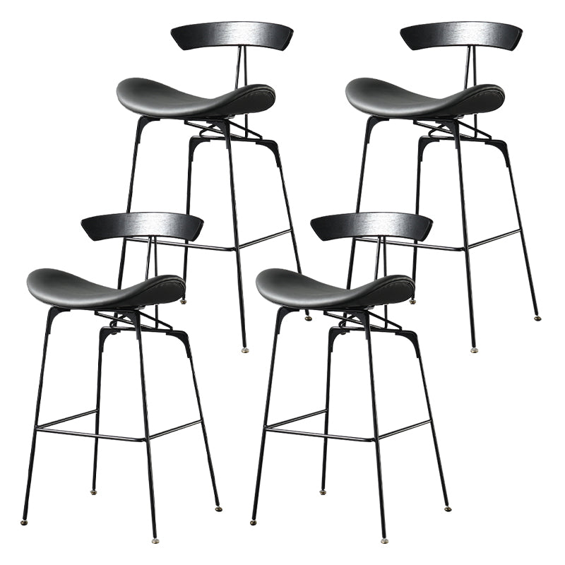 Modern Armless Backrest Counter Stool Iron Milk Tea Shop Bar Stool with Cushion and Pedal