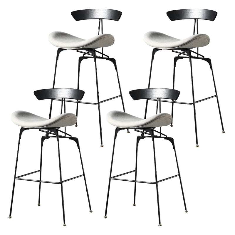 Modern Armless Backrest Counter Stool Iron Milk Tea Shop Bar Stool with Cushion and Pedal