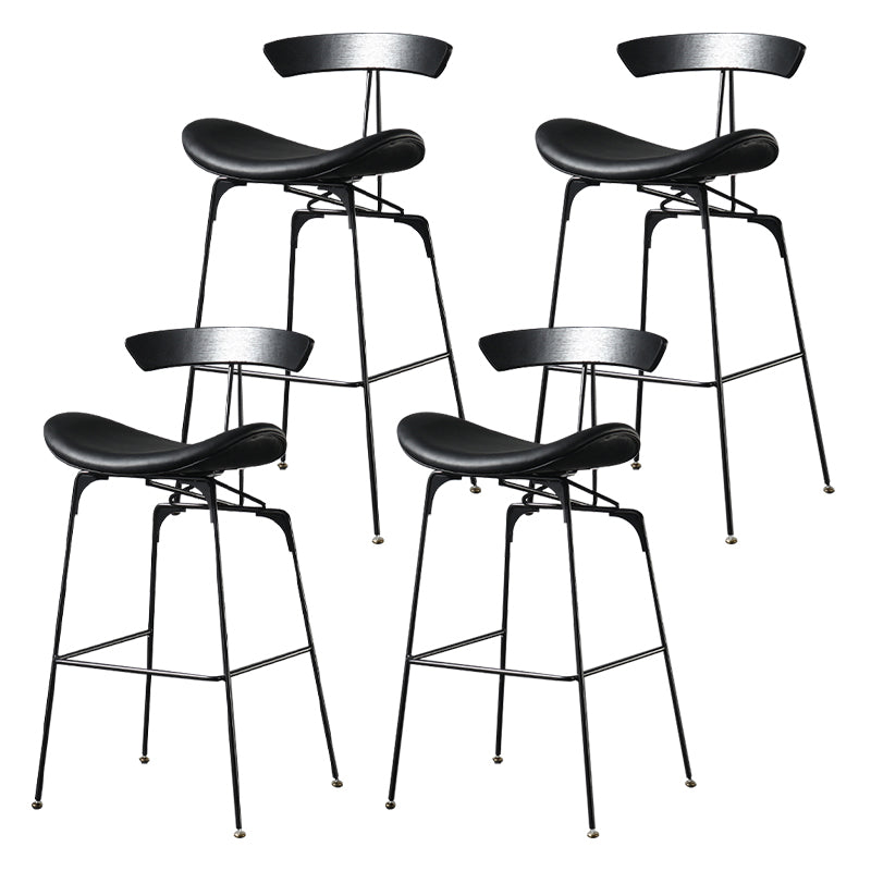 Modern Armless Backrest Counter Stool Iron Milk Tea Shop Bar Stool with Cushion and Pedal
