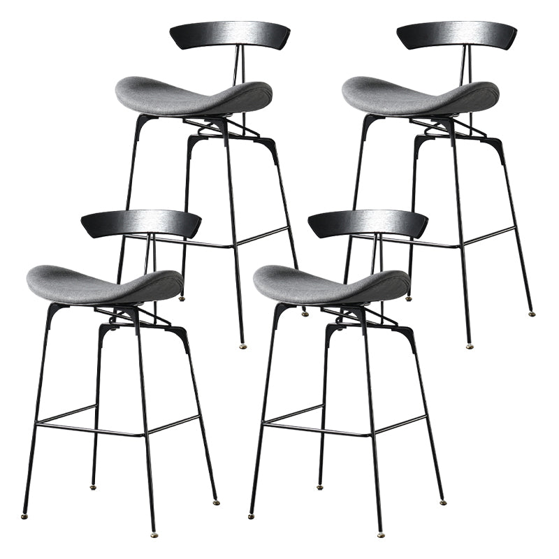 Modern Armless Backrest Counter Stool Iron Milk Tea Shop Bar Stool with Cushion and Pedal