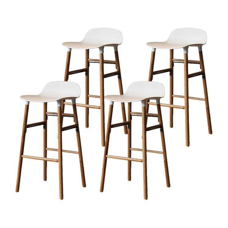 Modern Armless Backrest Counter Stool Wood Household Bar Stool with Plastic Seat