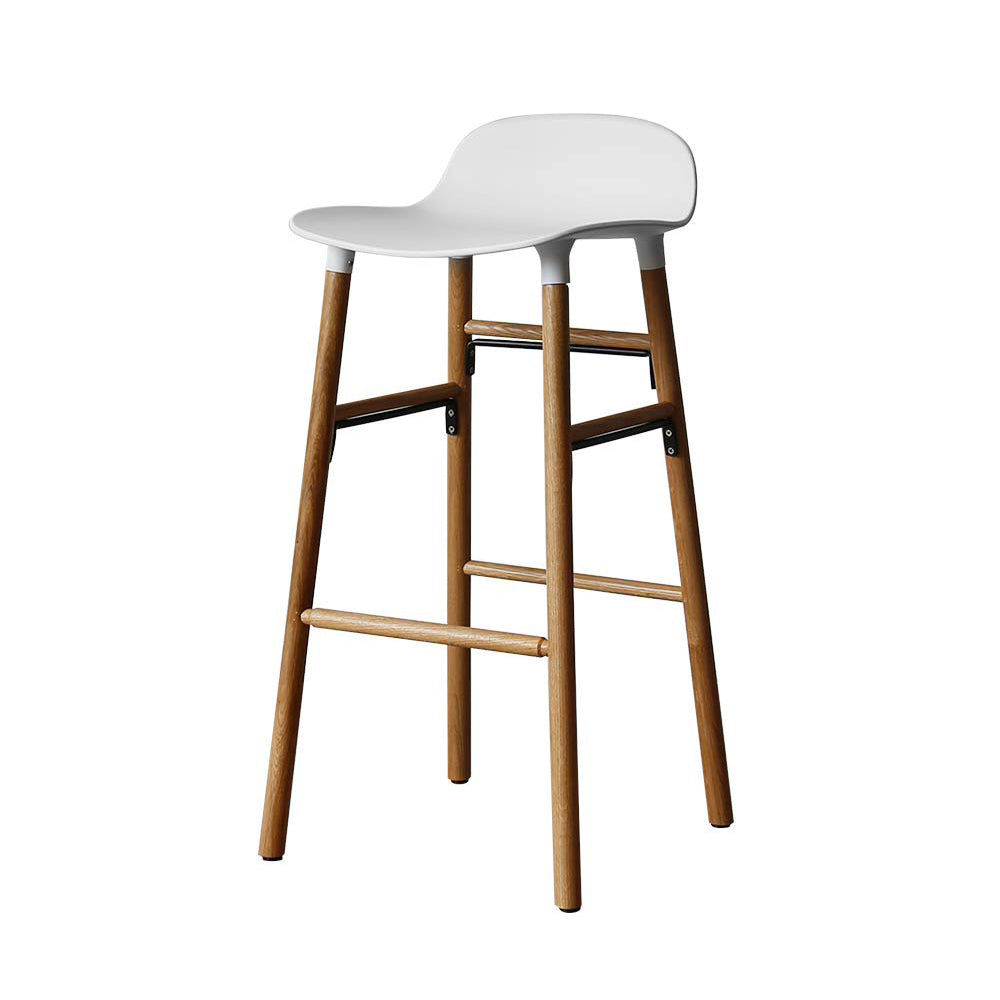 Modern Armless Backrest Counter Stool Wood Household Bar Stool with Plastic Seat