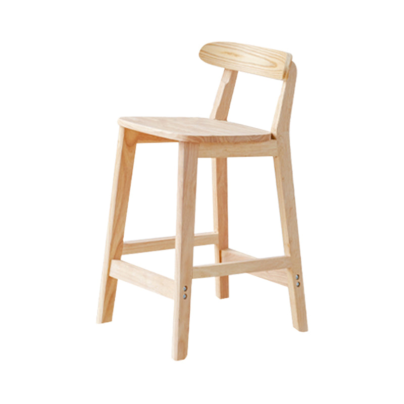 Taburete de bar sin brazos de madera de roble, taburete de bar interior moderno con respaldo y reposapiés