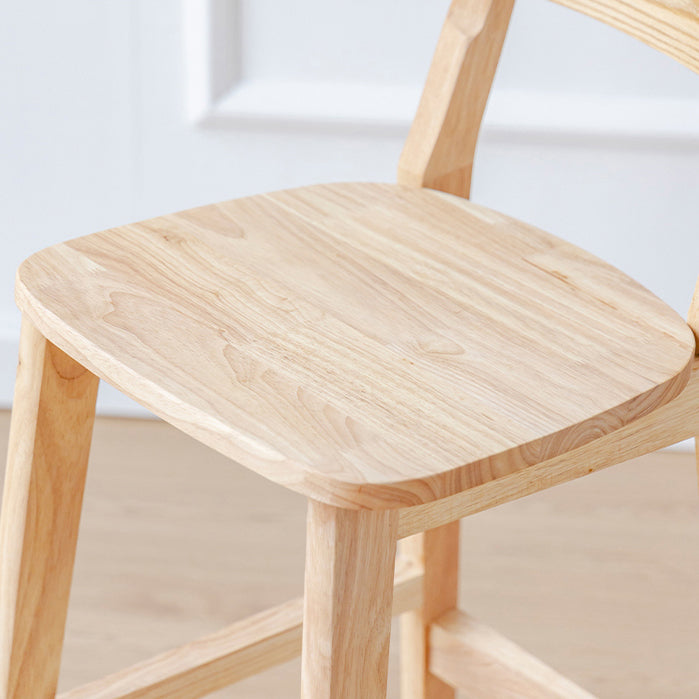 Taburete de bar sin brazos de madera de roble, taburete de bar interior moderno con respaldo y reposapiés
