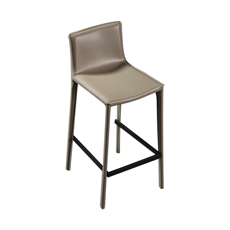 Contemporary Leather Barstool Indoor Bar Stool with Iron Legs and Low Back