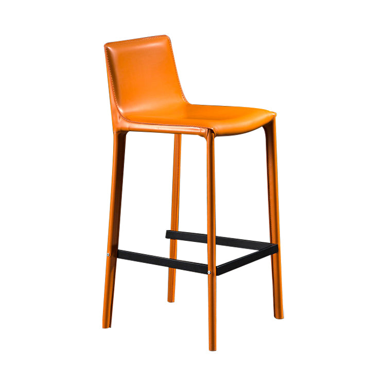 Contemporary Leather Barstool Indoor Bar Stool with Iron Legs and Low Back
