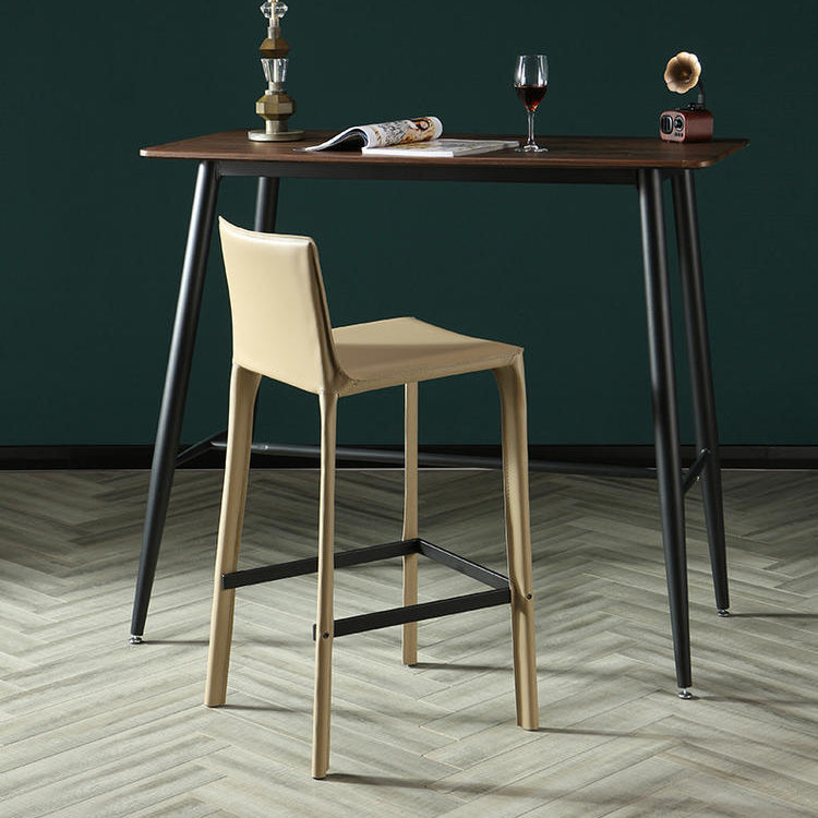 Contemporary Leather Barstool Indoor Bar Stool with Iron Legs and Low Back