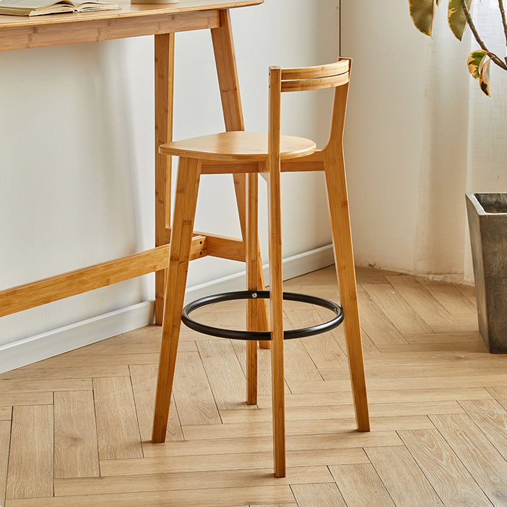 Contemporary Bar Stool Armless Wood Low Back Counter Chair with Footrest