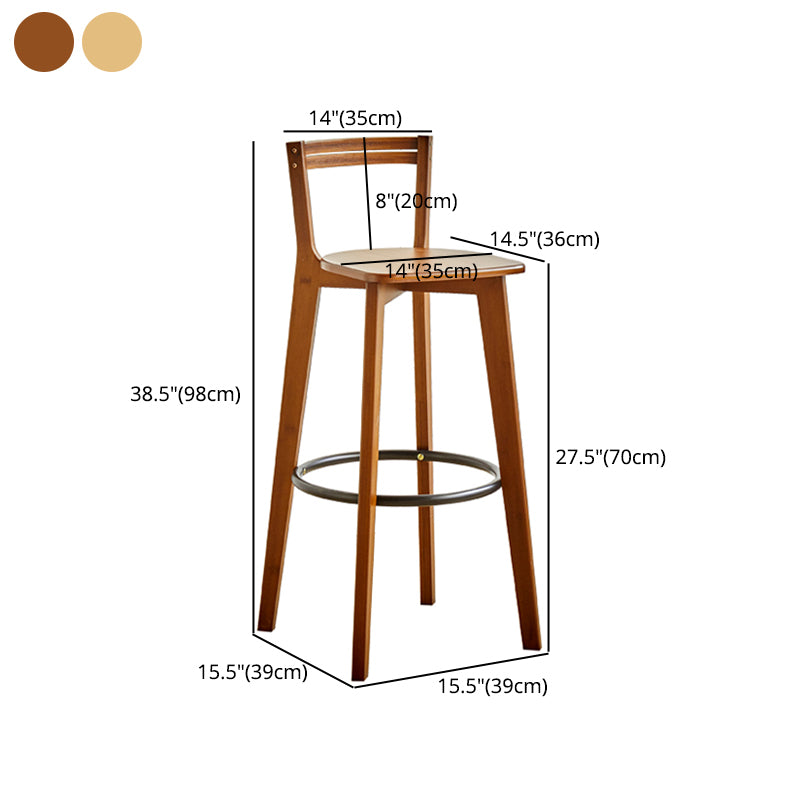 Contemporary Bar Stool Armless Wood Low Back Counter Chair with Footrest