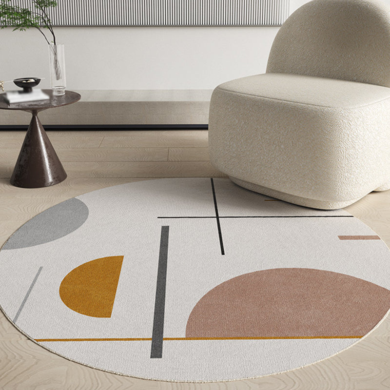 Modern Living Room Rug Round Polyester Rug Anti-Slip Backing Rug for Living Room