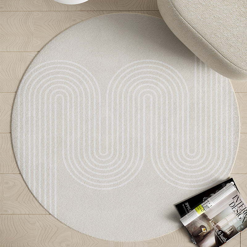 Modern Living Room Rug Round Polyester Rug Anti-Slip Backing Rug for Living Room