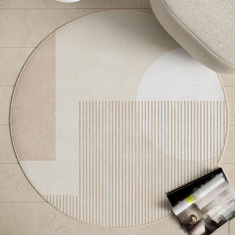 Modern Living Room Rug Round Polyester Rug Anti-Slip Backing Rug for Living Room