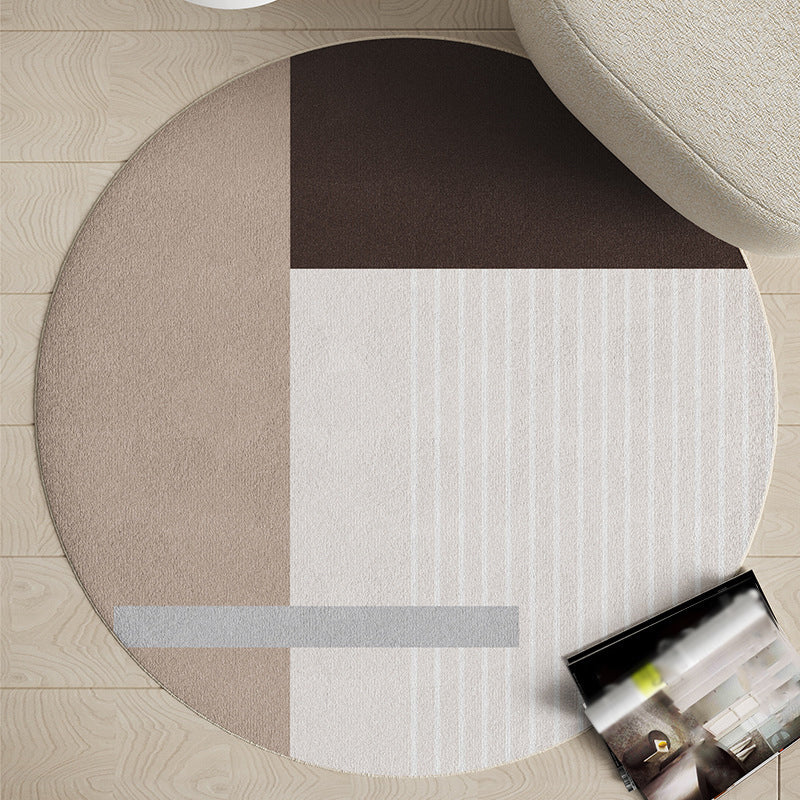Modern Living Room Rug Round Polyester Rug Anti-Slip Backing Rug for Living Room