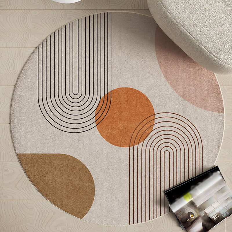 Modern Living Room Rug Round Polyester Rug Anti-Slip Backing Rug for Living Room