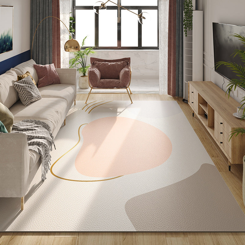 Light Color Block Rug Minimalist Area Carpet Anti-Slip Backing Indoor Rug for Bedroom