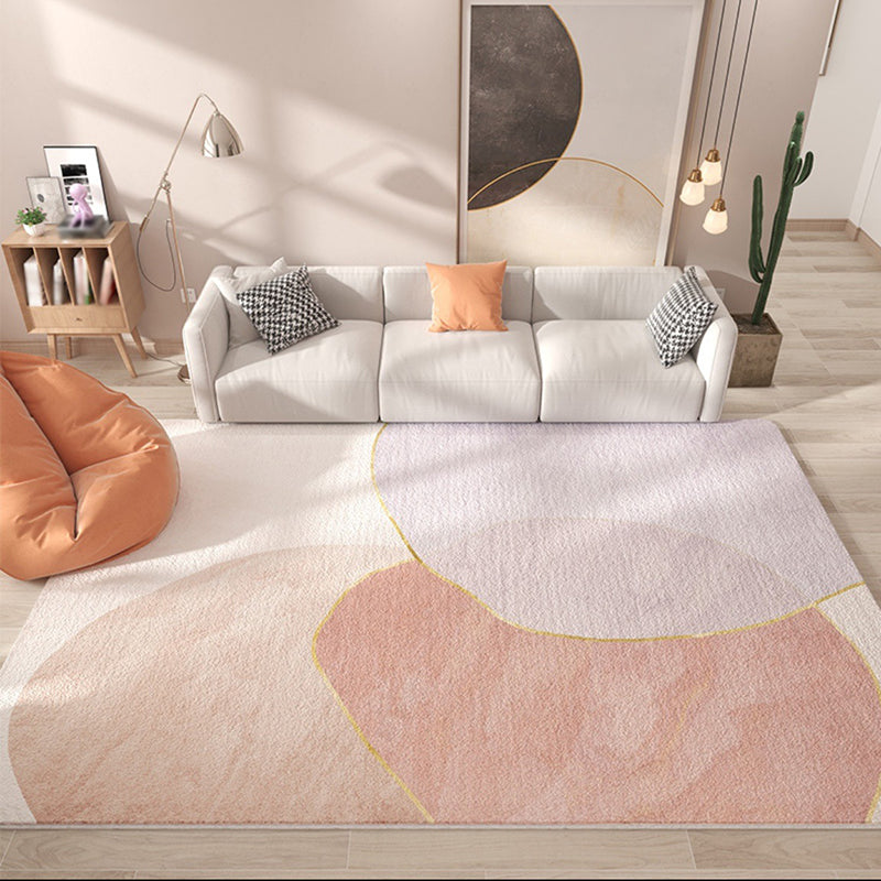 Roze eigentijds tapijt, polyesterkleurig stuk tapijt, antislip rugdeken voor woondecoratie
