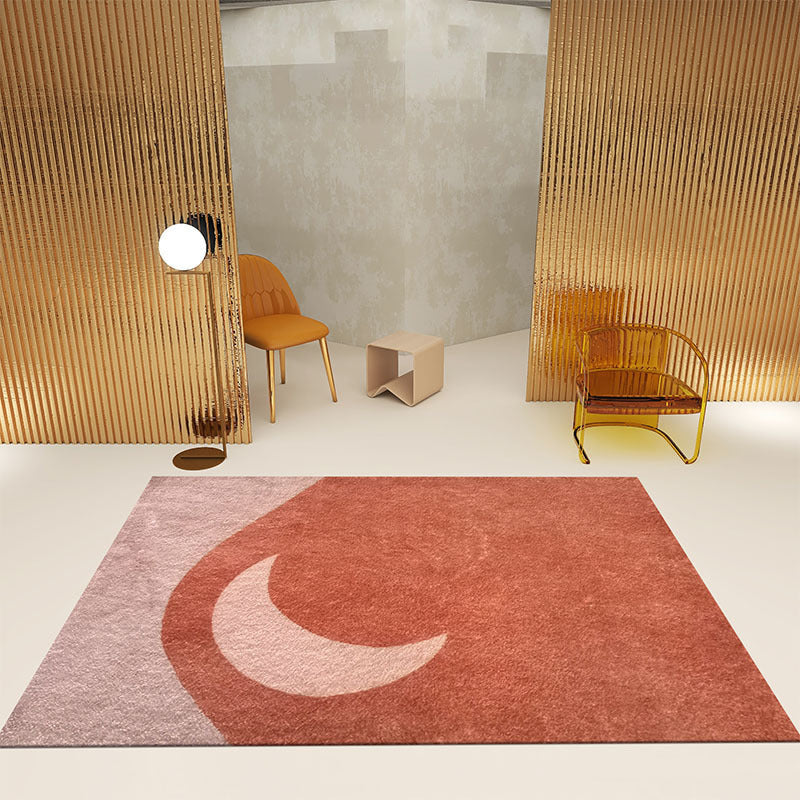 Beige Modern Rug Polyester Circle Rug Non-Slip Backing Rug for Home Decoration