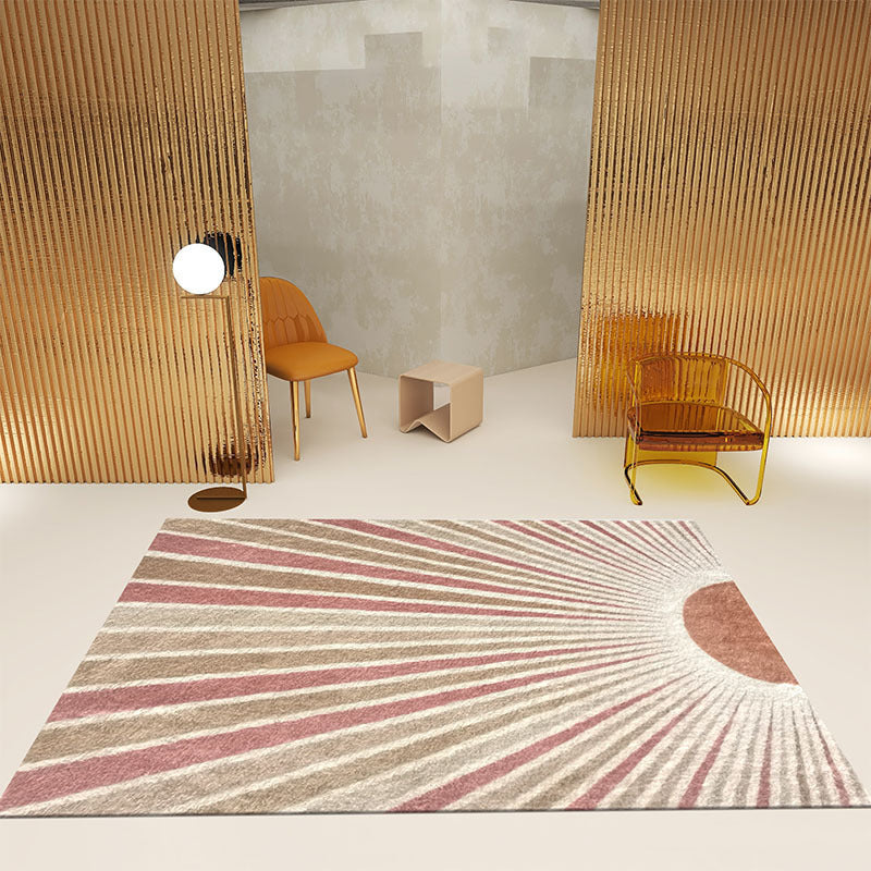 Beige Modern Rug Polyester Circle Rug Non-Slip Backing Rug for Home Decoration