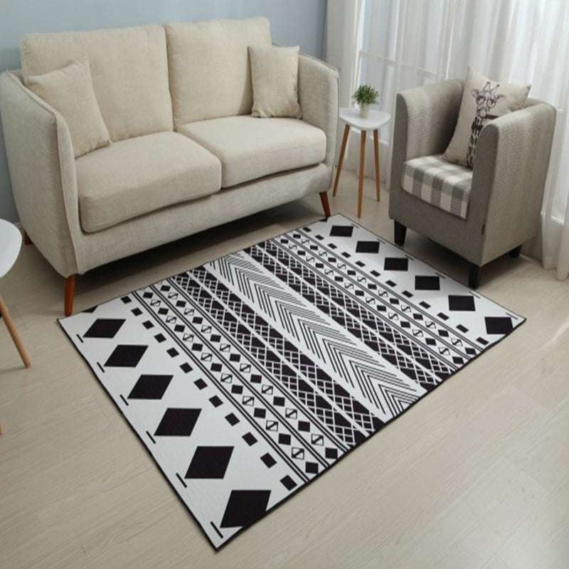 Modern Geometric Lattice Pattern Rug Polyester Rug Washable Rug for Home Decor